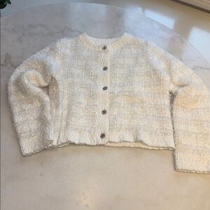 H&M Cream Button-Up Cardigan